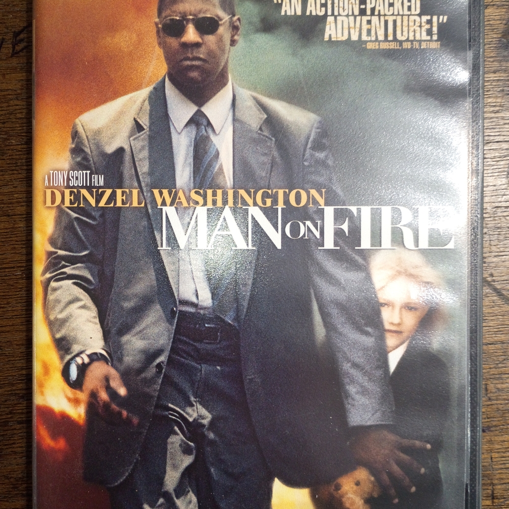 Man on Fire (Denzel Washington) DVD Cover - Black & Gray
